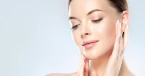 Woman showing her face, highlighting smooth and glowing skin after Medical Aesthetics treatments in Austin, Texas (1)